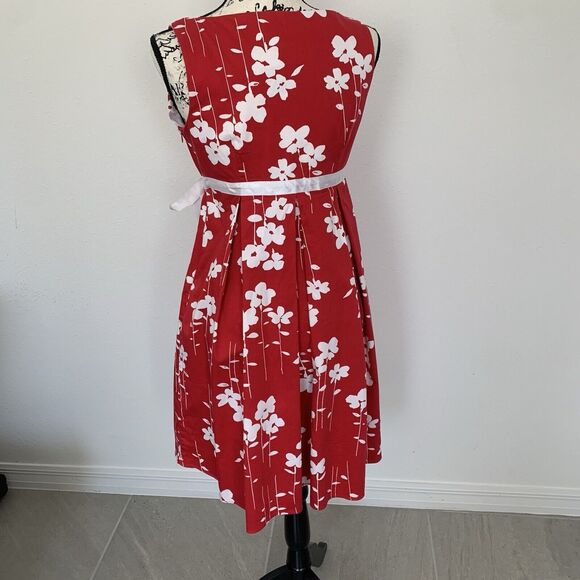 Red Floral APNY A Line Summer Dress Size M - Picture 2 of 5